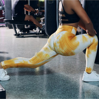 Tie Dye Xl Workout Leggings Polyester Spandex Material Butt Lifting Breathable