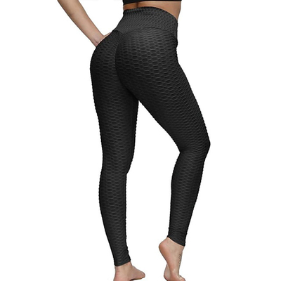 Black Polyester And Spandex Leggings Camo Lightweight Sweatwick 300g Weight