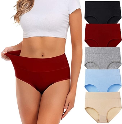Breathable Womens Cotton Stretch Panties Plus Size Multicolor Staticproof
