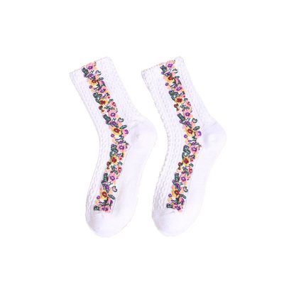 Knitted Socks With Printed Picture , Antifriction Retro Tube Socks