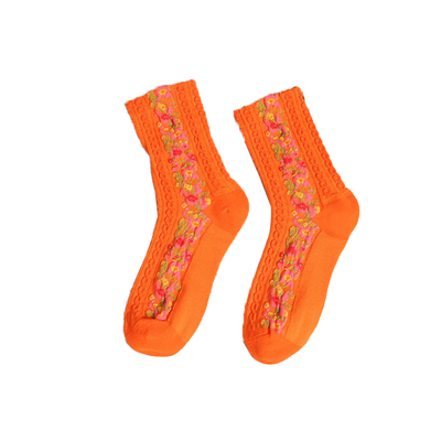 Knitted Socks With Printed Picture , Antifriction Retro Tube Socks