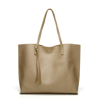 Nylon Womens Black Tote Handbag , 360mm X 300mm Leather Shoulder Tote Bag