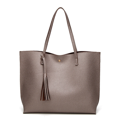 Nylon Womens Black Tote Handbag , 360mm X 300mm Leather Shoulder Tote Bag