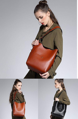 Shoulder Women Tote Handbags 9.5inch X 11.4Inch Genuine Leather Material ODM