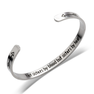 C Shape Wrist Bangle Bracelet With Charms Stainless Steel Material OEM