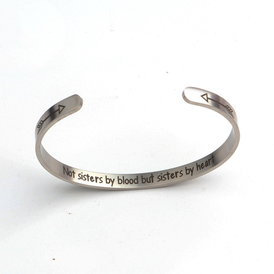 C Shape Wrist Bangle Bracelet With Charms Stainless Steel Material OEM