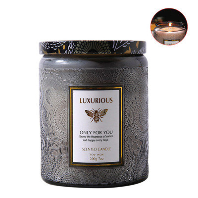 Tapered Vegan Soy Candles Scented 20cm Height In Amber Glass Jar