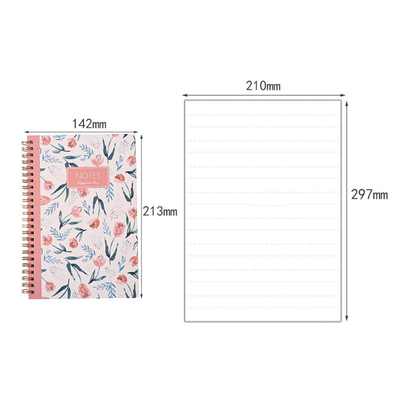 pocket size Thick Spiral Bound Notebook 105mm Length Flower Printed