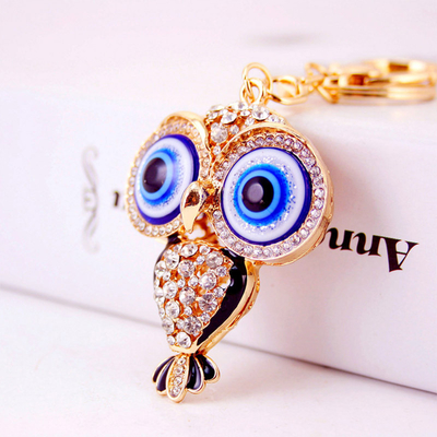 Owl Key Chain Ornaments 50mm X 40mm Alloy Material ODM Available