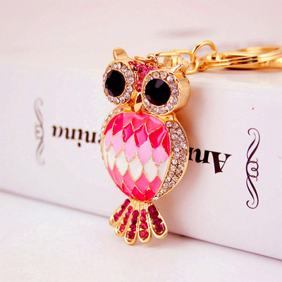 Owl Key Chain Ornaments 50mm X 40mm Alloy Material ODM Available