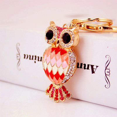 Owl Key Chain Ornaments 50mm X 40mm Alloy Material ODM Available