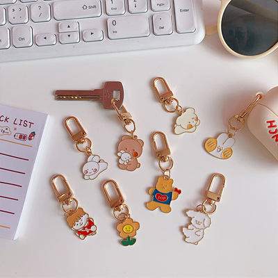Rabbit Key Chain Ornaments , Die Cutting Crystal Pendant Keychain 16mm Thick