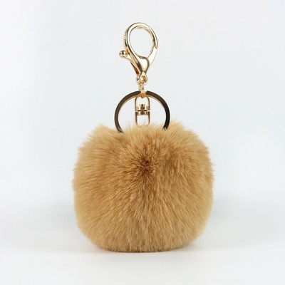 Electroplated Key Chain Ornaments , Pom Pom Fur Ball Keychain 0.02kg