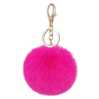 3inch Wide Key Chain Ornaments , Designer Pom Pom Keyring Faux Fur