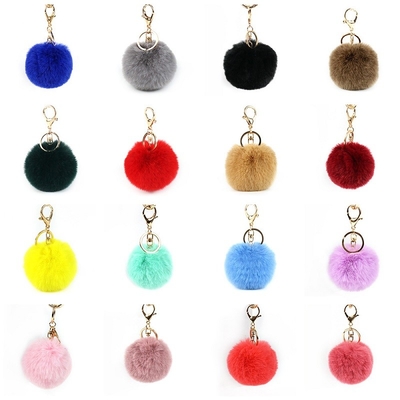 Handbag Pom Pom Fluffy Keyring , Faux Fur 120mm Unique Keychains For Women