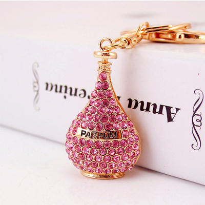 Silkscreen Key Chain Ornaments , OEM 5cm Perfume Bottle Keyring
