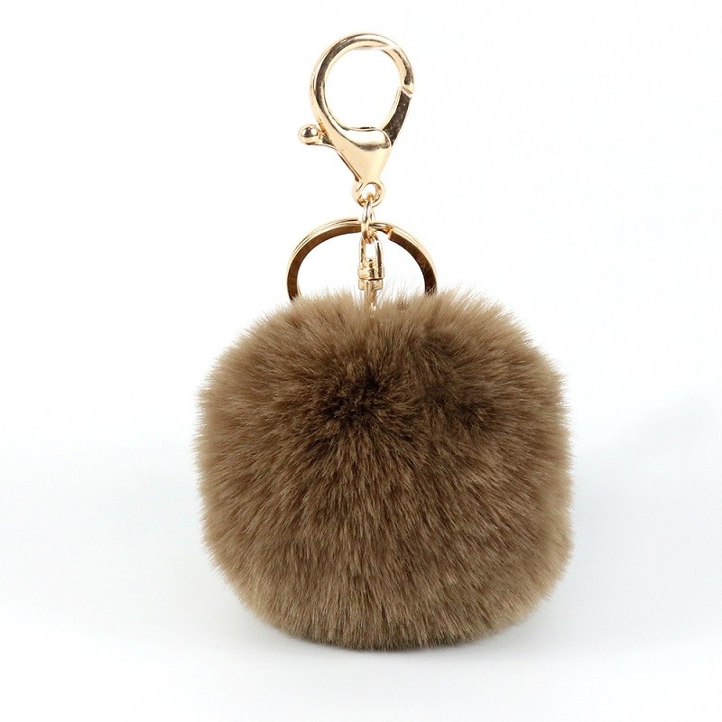 3inch Wide Key Chain Ornaments , Designer Pom Pom Keyring Faux Fur